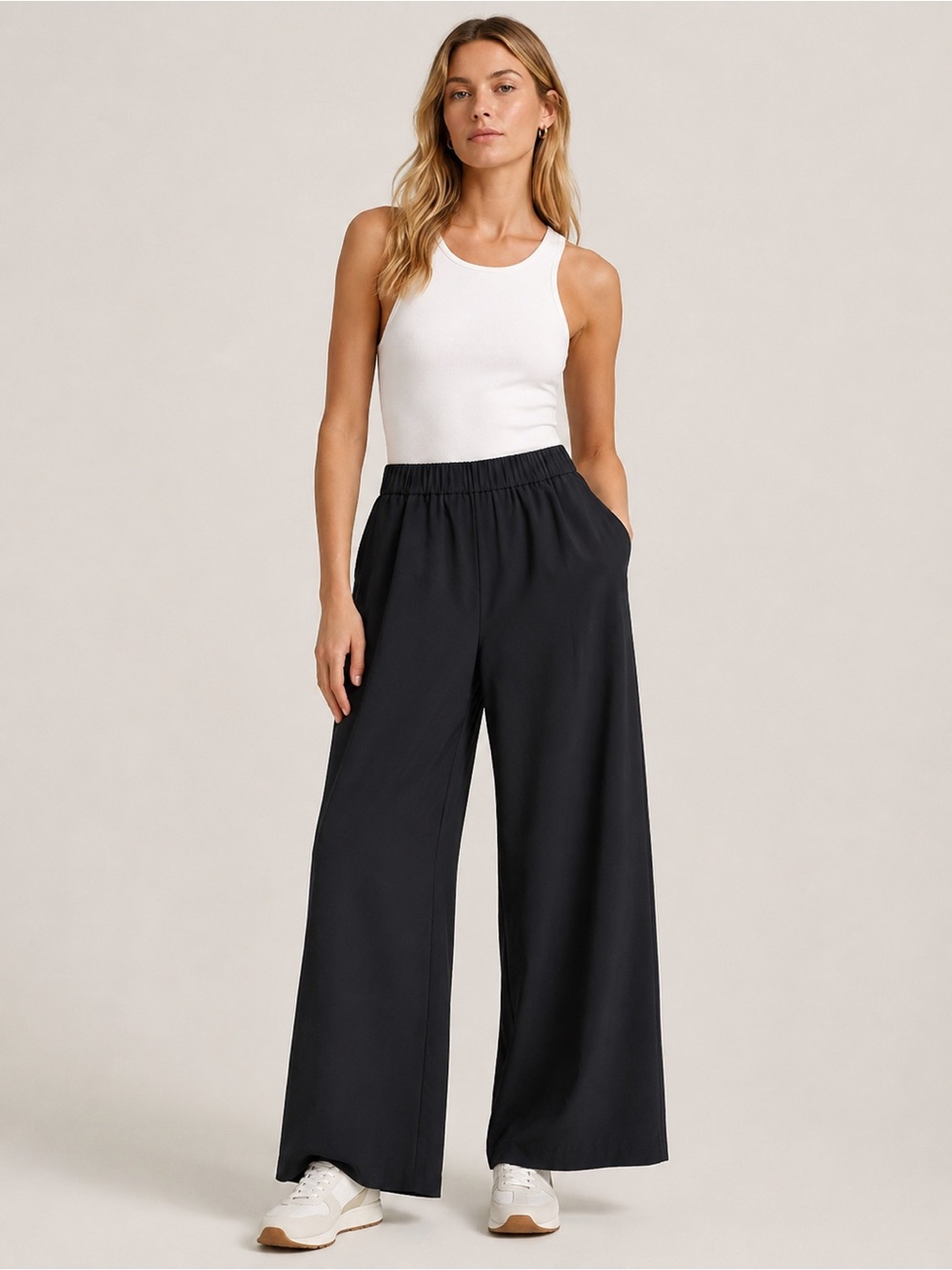 Varley Black Wide-Leg Pants